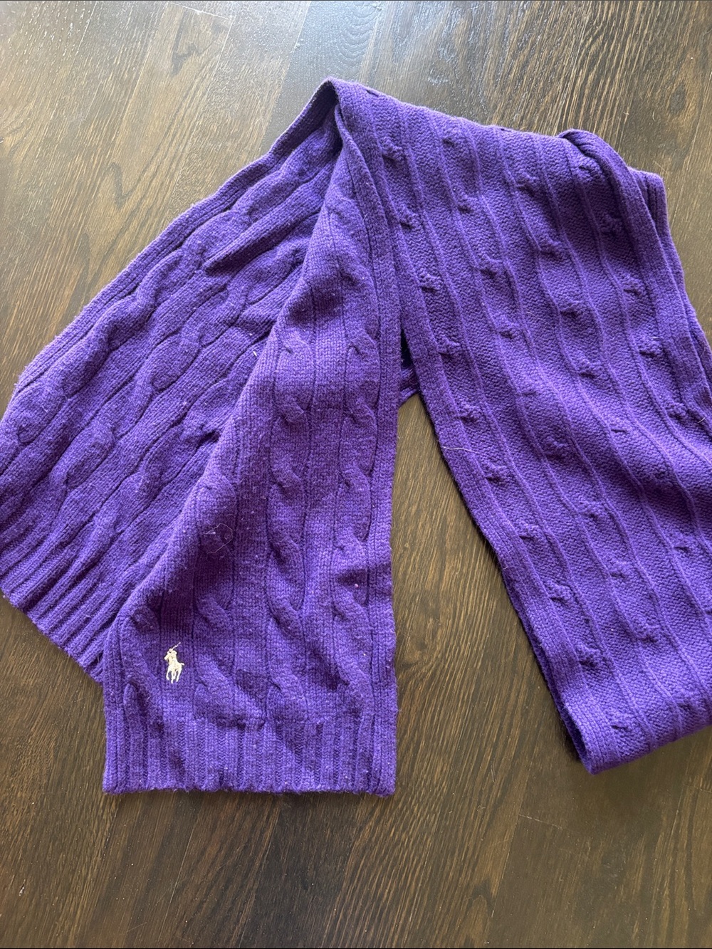 Ralph Lauren Purple Cable-Knit 6 foot Scarf